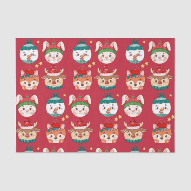 Weihnachts-Cartoon Seidenpapier (Vorderseite)