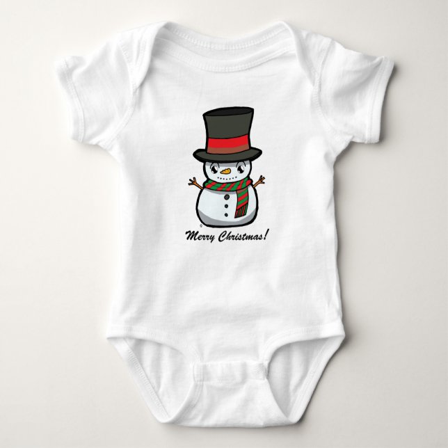 Weihnachts-Cartoon Snowman Baby Strampler (Vorderseite)