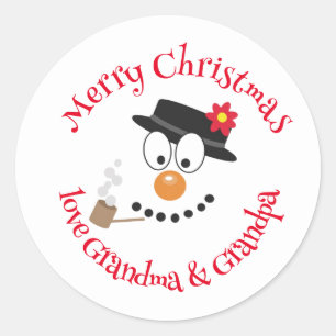 Weihnachts-Cartoon Snowman Fun Runder Aufkleber