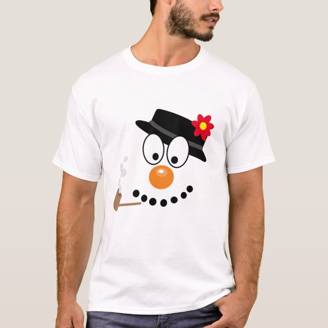 Weihnachts-Cartoon Snowman T-Shirt (Vorderseite)