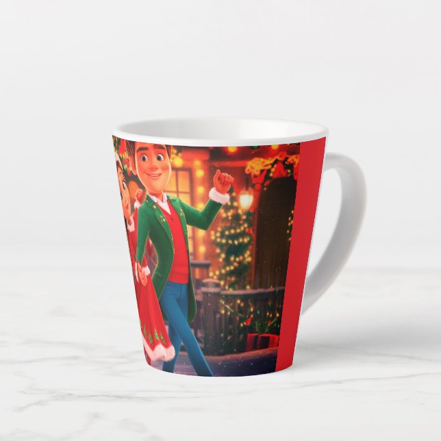 Weihnachts-Cartoon Tanzprinzessin Latte Tasse (Rechte Ecke)