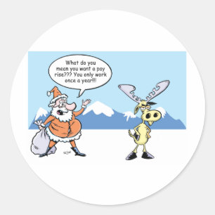 Weihnachts-Cartoon Weihnachten und der markante Re Runder Aufkleber