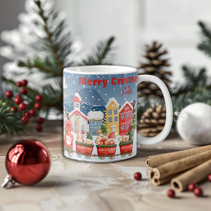 Weihnachts-Cartoon-Zug Stadt Winter  Kaffeetasse