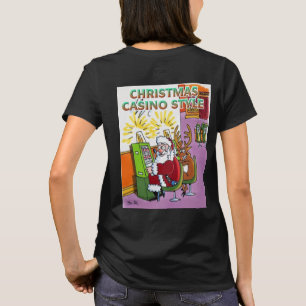 Weihnachts Casino Stil Frauen schwarzer T - Shirt 