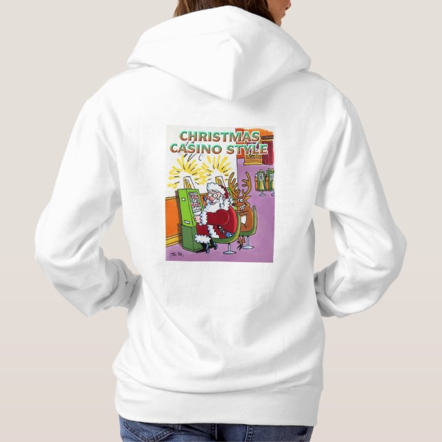 Weihnachts-Casino Stil Frauen weiß Hoodie zurück (Rückseite)
