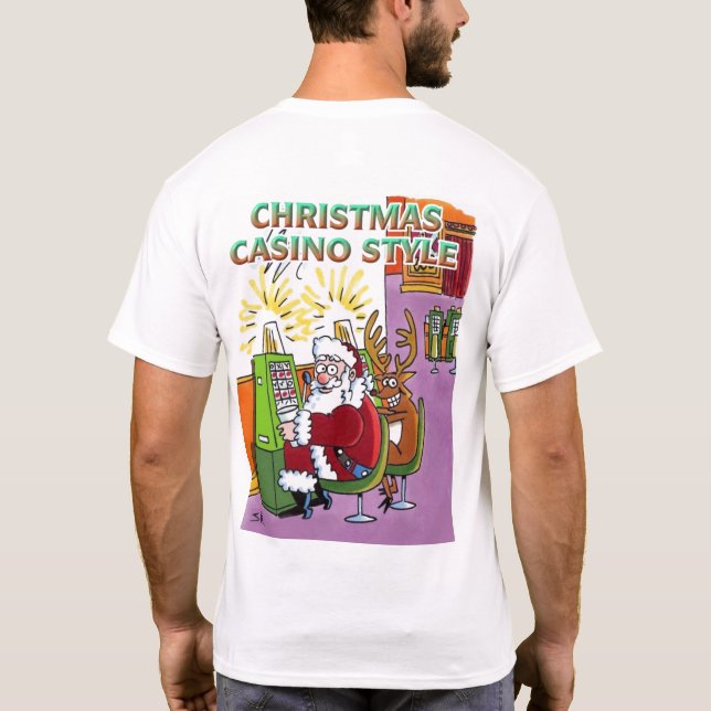 Weihnachts-Casino-Stil Weiß T - Shirt zurück (Rückseite)