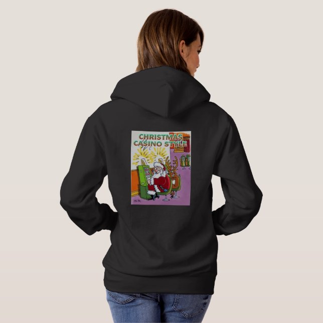 Weihnachts Casino Style Frauen schwarzer Hoodie (Schwarz voll)