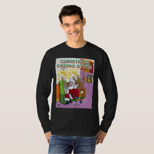 Weihnachts Casino Style Langärmeliges schwarzes Sh T-Shirt