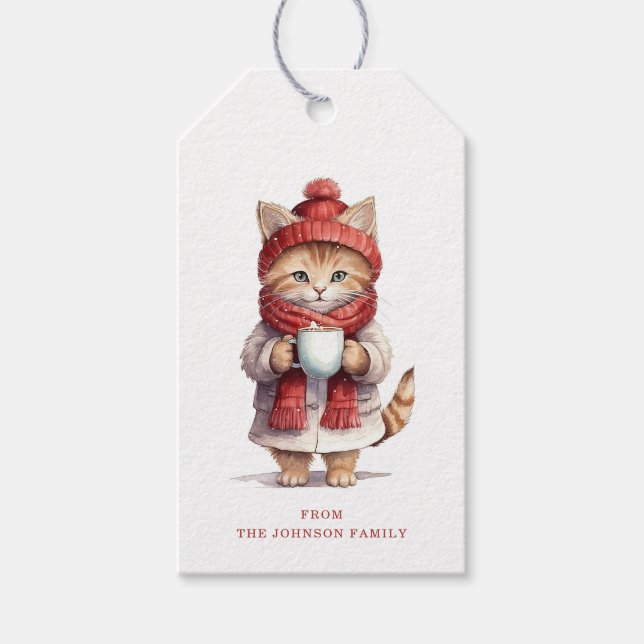 Weihnachts-Cat-Geschenketiketts Geschenkanhänger (Vorderseite)