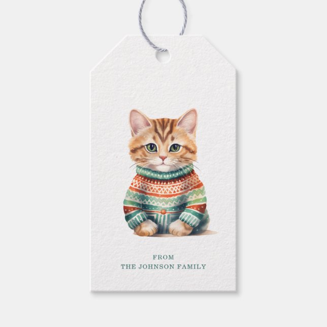 Weihnachts-Cat-Geschenketiketts Geschenkanhänger (Vorderseite)