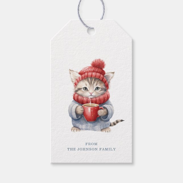 Weihnachts-Cat-Geschenketiketts Geschenkanhänger (Vorderseite)