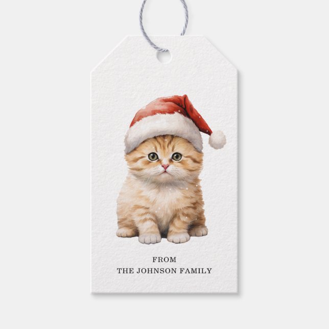 Weihnachts-Cat-Geschenketiketts Geschenkanhänger (Vorderseite)