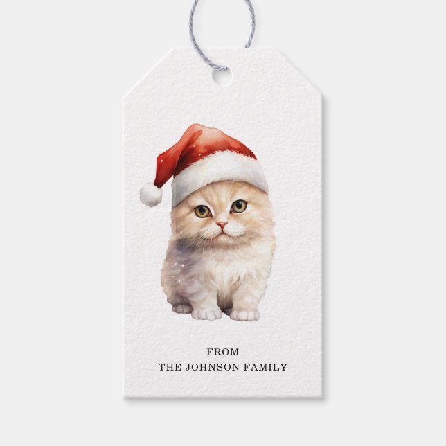 Weihnachts-Cat-Geschenketiketts Geschenkanhänger (Vorderseite)