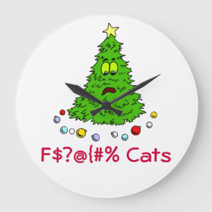 Weihnachts Cat Thema Geschenk Ideen Feline Kitten  Große Wanduhr