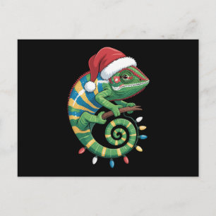 Weihnachts-Chamäleon-Santa-Hut Xmas Reptil Echse Feiertagspostkarte