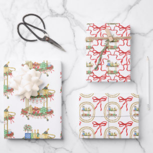Weihnachts-Champagner-Bar Geschenkpapier Set