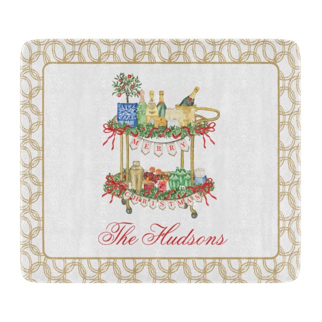 Weihnachts-Champagner-Bar Schneidebrett (Vorderseite)