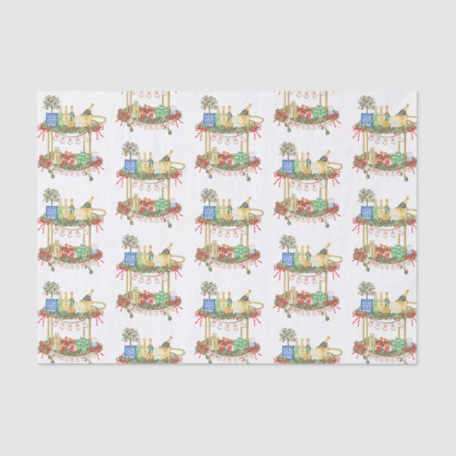 Weihnachts-Champagner-Bar Seidenpapier (Vorderseite)