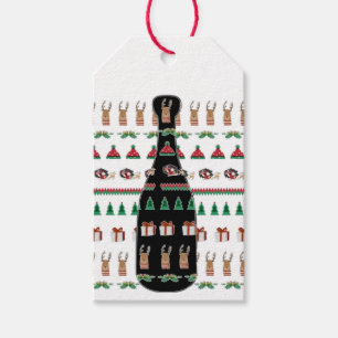 Weihnachts Champagner Flasche Wein Geschenkanhänger