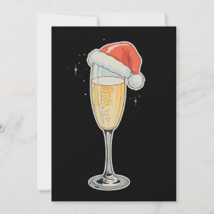 Weihnachts-Champagner-Weihnachtsmannmütze Drink-Fe Feiertagskarte