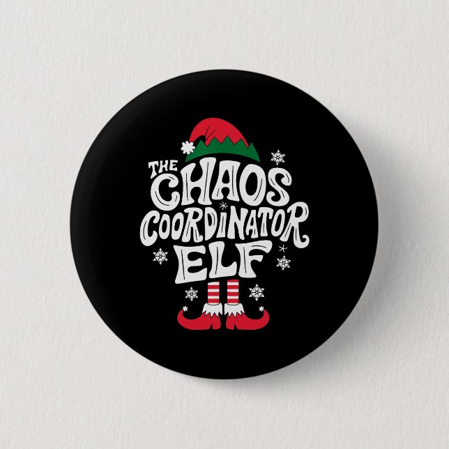 Weihnachts-Chaos-Koordinator-Elf Xmas-Pyjama-Gesch Button (Vorderseite)