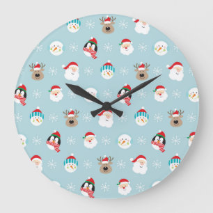 Weihnachts-Charakterköpfe: Feierliche Wrap Große Wanduhr