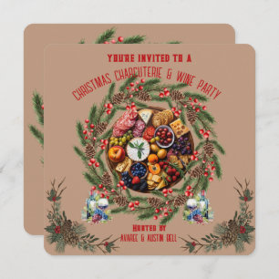 Weihnachts-Charcuterie und Party Einladung Wein