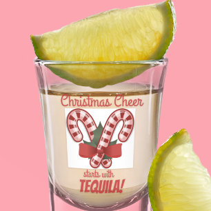 Weihnachts-Cheer beginnt mit Tequila Funny Holiday Schnapsglas