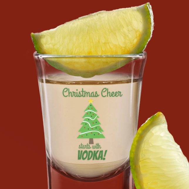 Weihnachts-Cheer beginnt mit Vodka Funny Holiday Schnapsglas (A great Christmas gift shot glass. Cheers to Vodka this holiday season.)