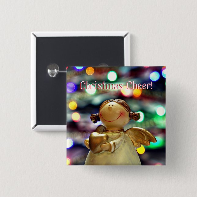 Weihnachts-Cheer Happy Angel Button (Vorne & Hinten)