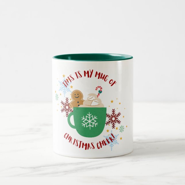 Weihnachts-Cheer-Tasse mit Gingerbread Man Zweifarbige Tasse (Mittel)