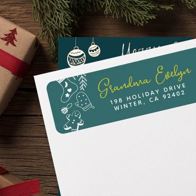 Weihnachts-Chef Grüne Feiertage Backadresse (Von Creator hochgeladen)