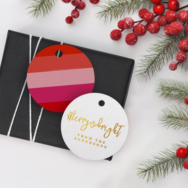 Weihnachts-Chef Rote Streifen Holiday Foil Geschenkanhänger (Von Creator hochgeladen)
