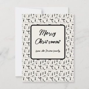 Weihnachts-Chic Black Cream Cat Family Holiday Car Postkarte