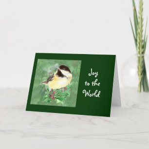 Weihnachts-Chickadee Bird & Holly-Bibelschrift Feiertagskarte