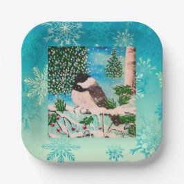 Weihnachts-Chickadee Chatter Plate Pappteller