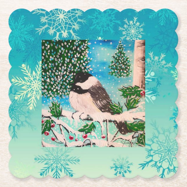 Weihnachts-Chickadee Chatter Plate Untersetzer (Vorderseite)