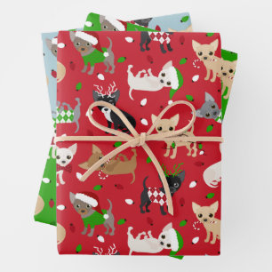 Weihnachts Chihuahua Alle Coats Geschenkpapier Set