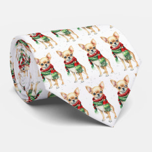 Weihnachts-Chihuahua in Schneeflocken Krawatte