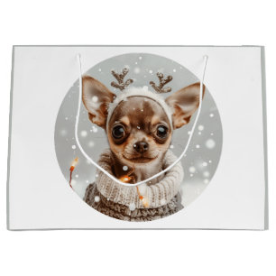 Weihnachts-Chihuahua-Renntier-Hund Große Geschenktüte