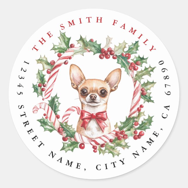 Weihnachts Chihuahua Round Stickers (Vorderseite)