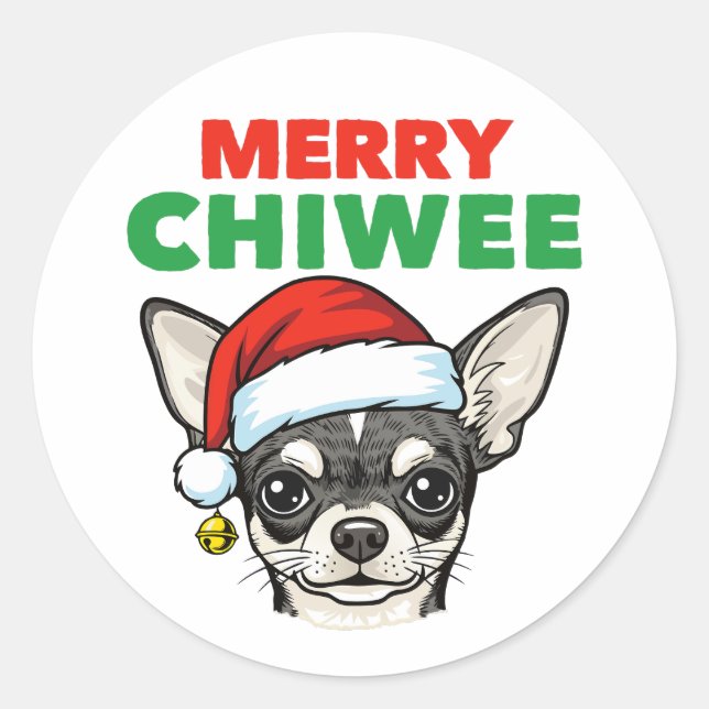 Weihnachts-Chihuahua Runder Aufkleber (Vorderseite)