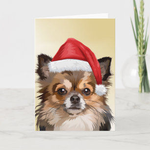 Weihnachts-Chihuahua-Welpe mit Santa-Hut Karte