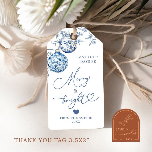 Weihnachts Chinoiserie Merry and Bright Holiday Ta Geschenkanhänger (Von Creator hochgeladen)