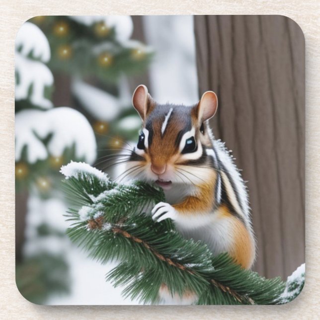 Weihnachts-Chipmunk-Kunststoff-Untersetzer Getränkeuntersetzer (Vorderseite)