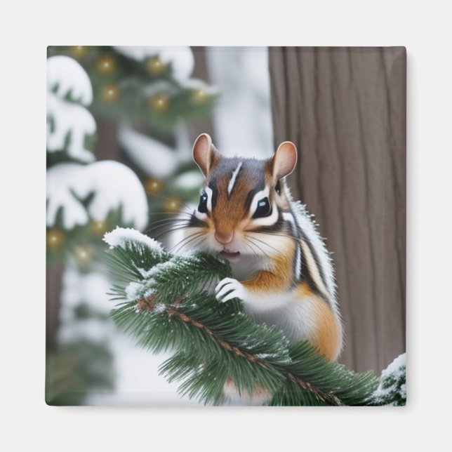 Weihnachts-Chipmunk Magnet (Vorne)