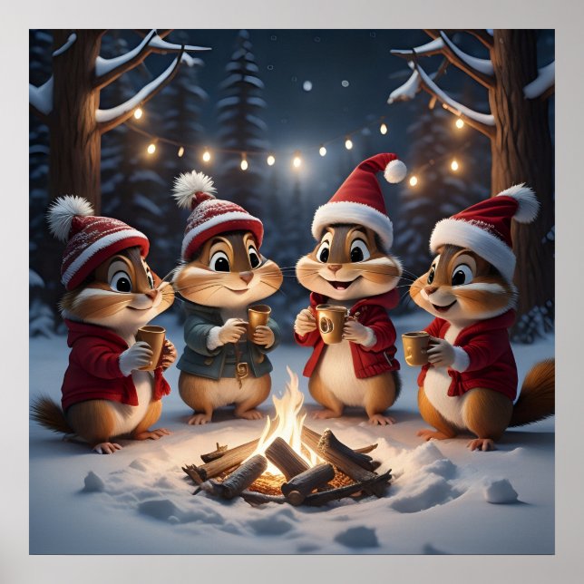 Weihnachts-Chipmunks-Poster Poster (Vorne)