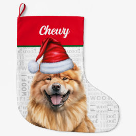 Weihnachts-Chow Weihnachtsmann mit dem Namen des H Großer Weihnachtsstrumpf