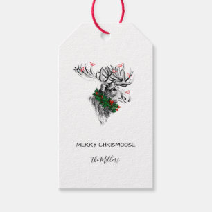 Weihnachts-Chrismoose Moose Birds & Holly-Geschenk Geschenkanhänger
