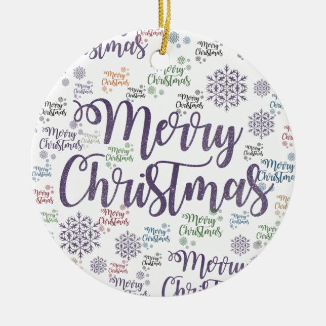 Weihnachts-Circle-Ornament, Frohe Weihnachten Keramik Ornament (Vorne)